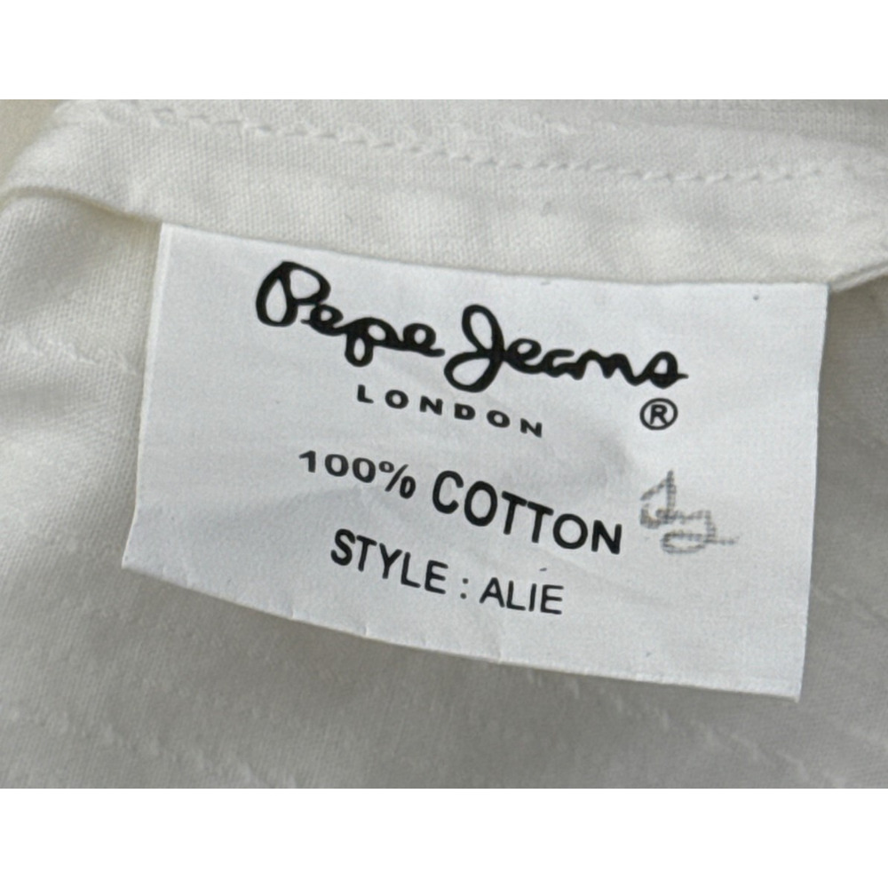 Pepe Jeans Womens Tank Top Alie White Embroidered Size XL Shoulder Ties Read - Picture 10 of 11